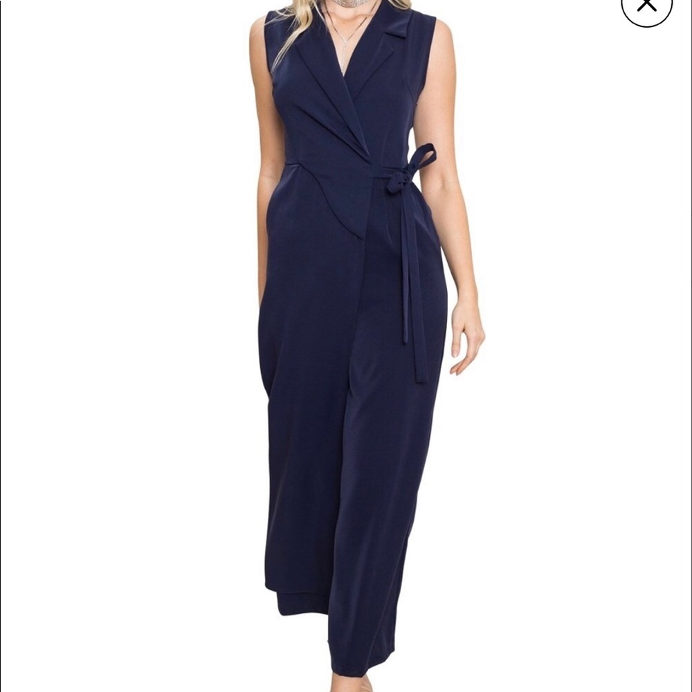 Navy Collared Jumpsuit